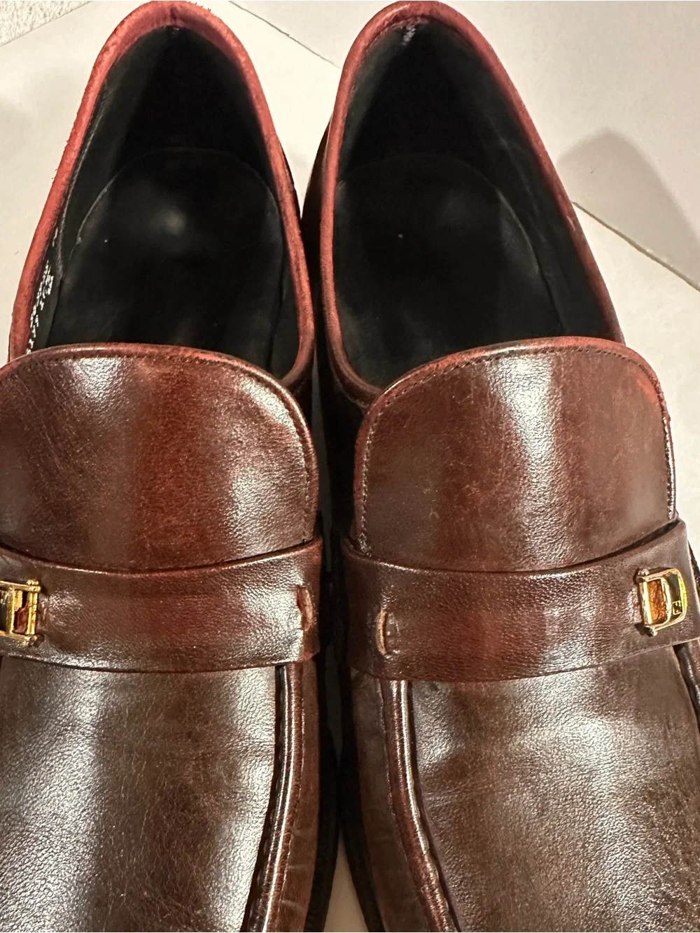 Vintage Florsheim Riva Loafers 11 C Burgundy Kidskin Bit Slip On Made in USA